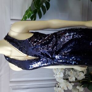 Lovers + Friends New Elegant Sequin Lined Deep Navy Blue Jumpsuit Women M
